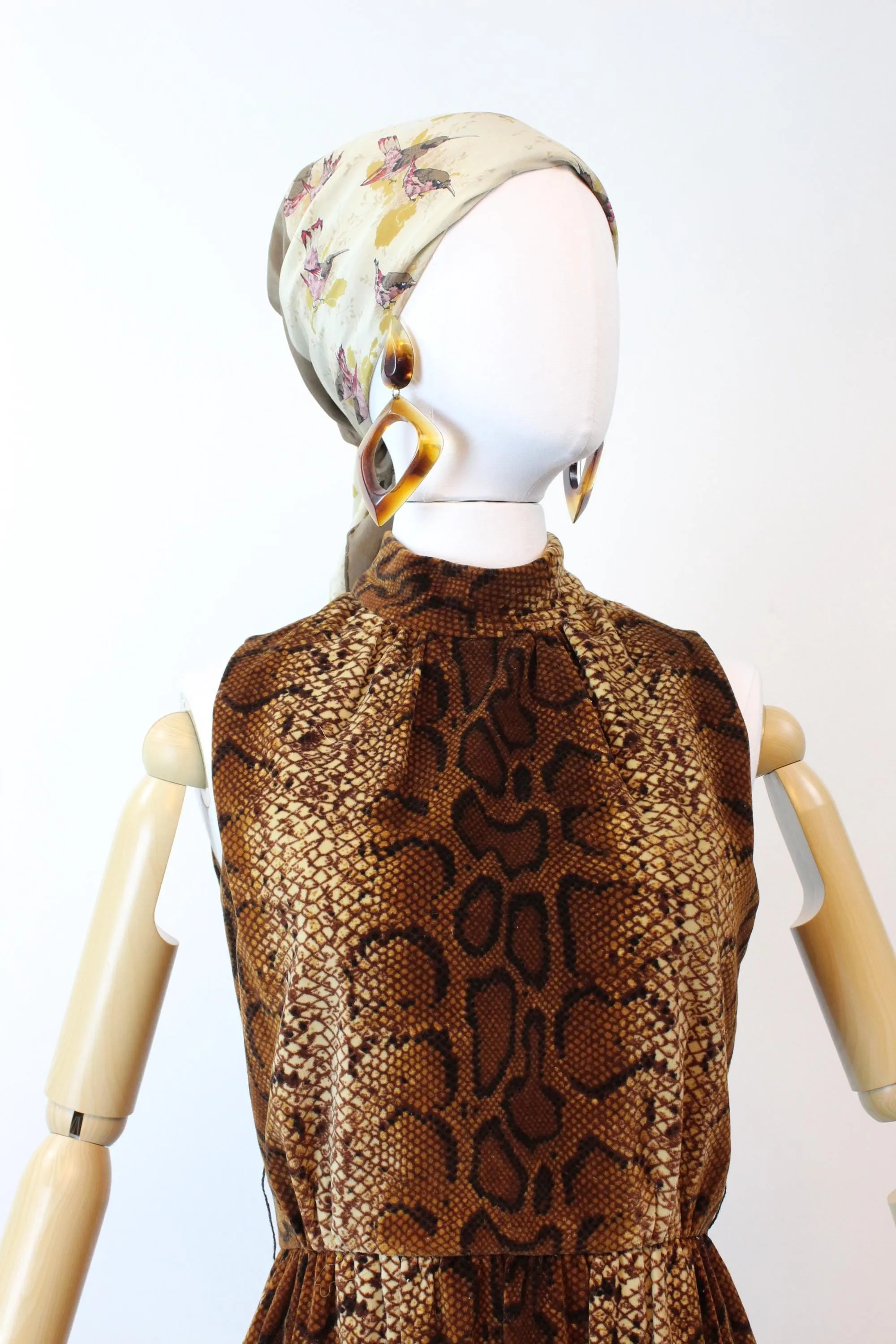 1960s LISA MERIL fur SNAKESKIN print dress and jacket small | new fall winter