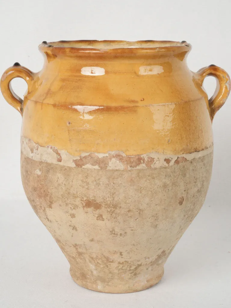 19th-century French confit pot w/ yellow drip 10¼"