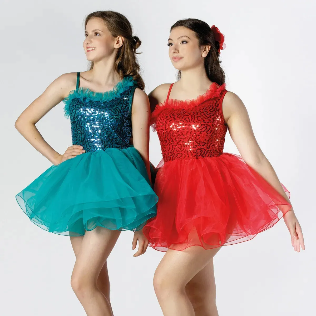 1st Position Wire-Hemmed Frilled Sequin Dress