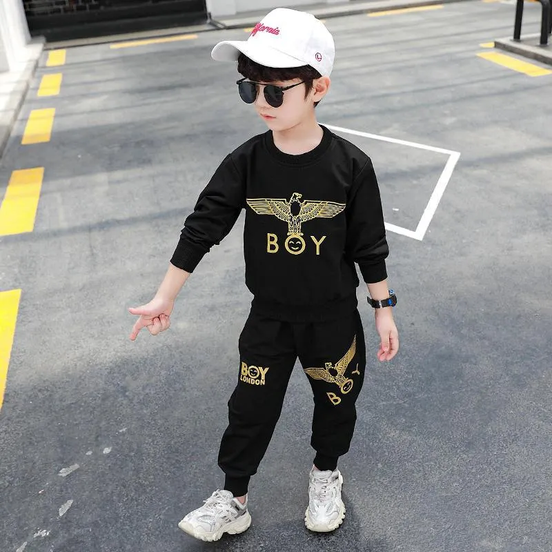 2-piece Letter Pattern Sweatshirts & Pants for Boy