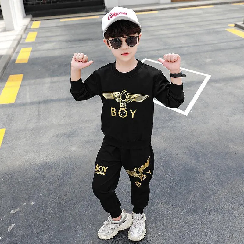 2-piece Letter Pattern Sweatshirts & Pants for Boy