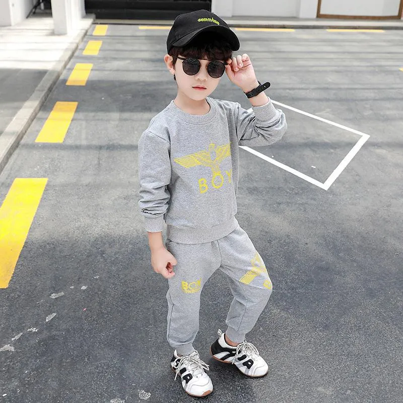 2-piece Letter Pattern Sweatshirts & Pants for Boy