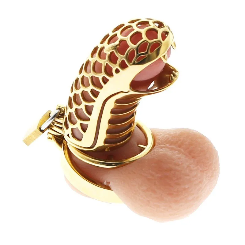 24K Gold Dragon Chastity FLAT Ring  3.34" / 85mm