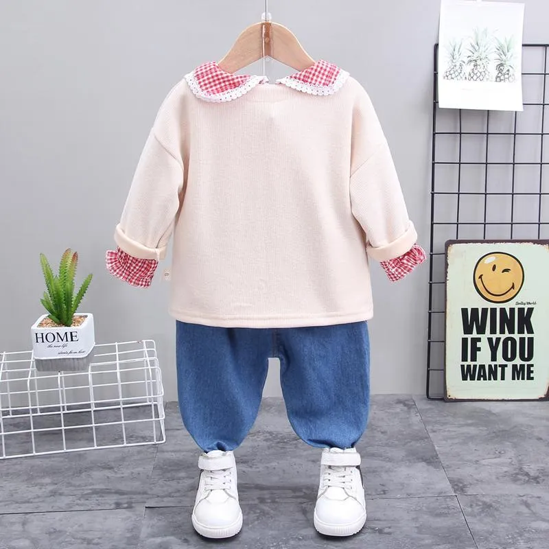 3-piece Bear Toy Coat & Shirt & Pants for Toddler Girl