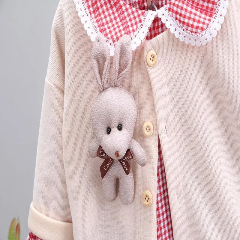 3-piece Bear Toy Coat & Shirt & Pants for Toddler Girl