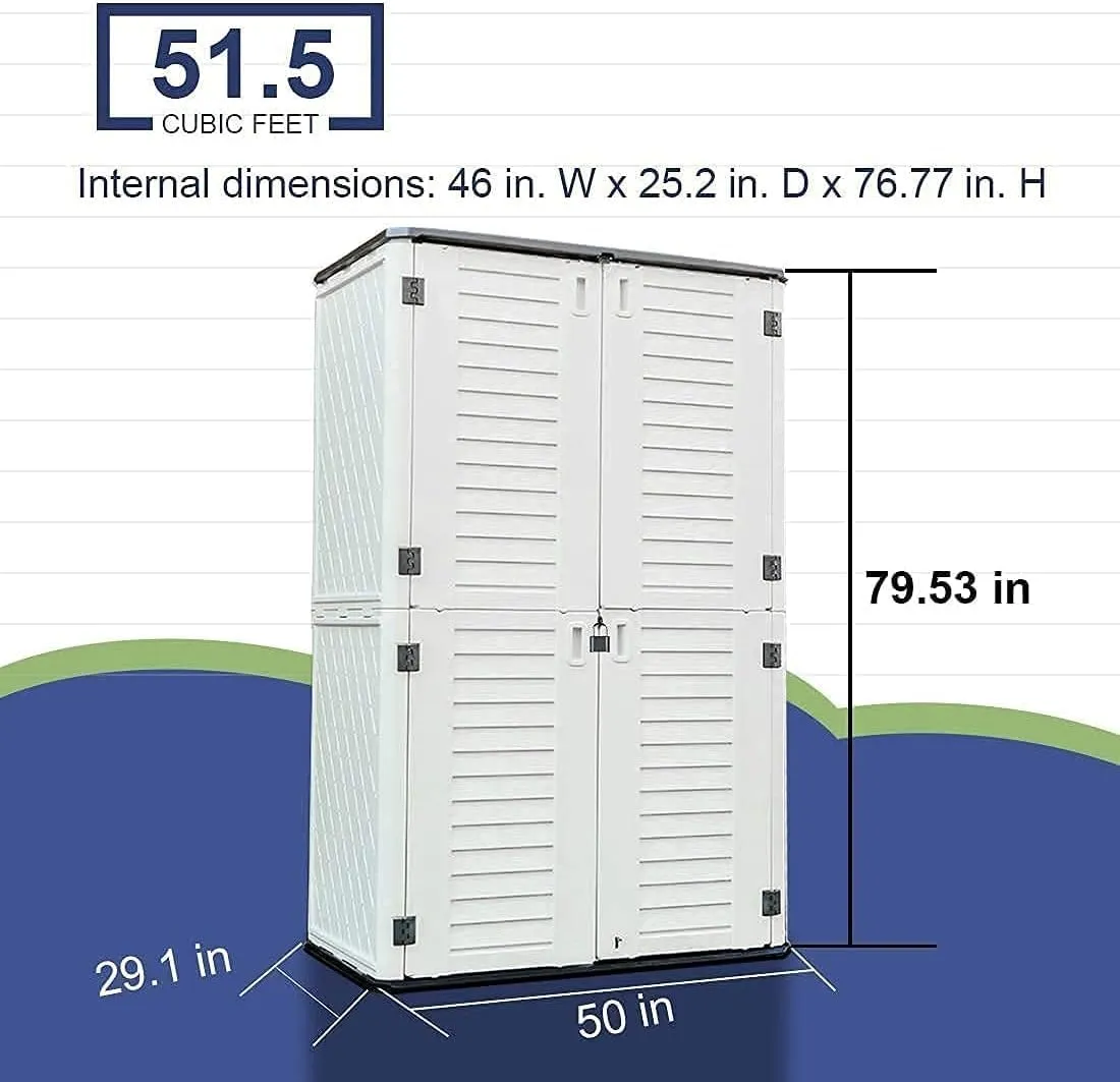 52 cu. ft. Outdoor Vertical Storage Shed