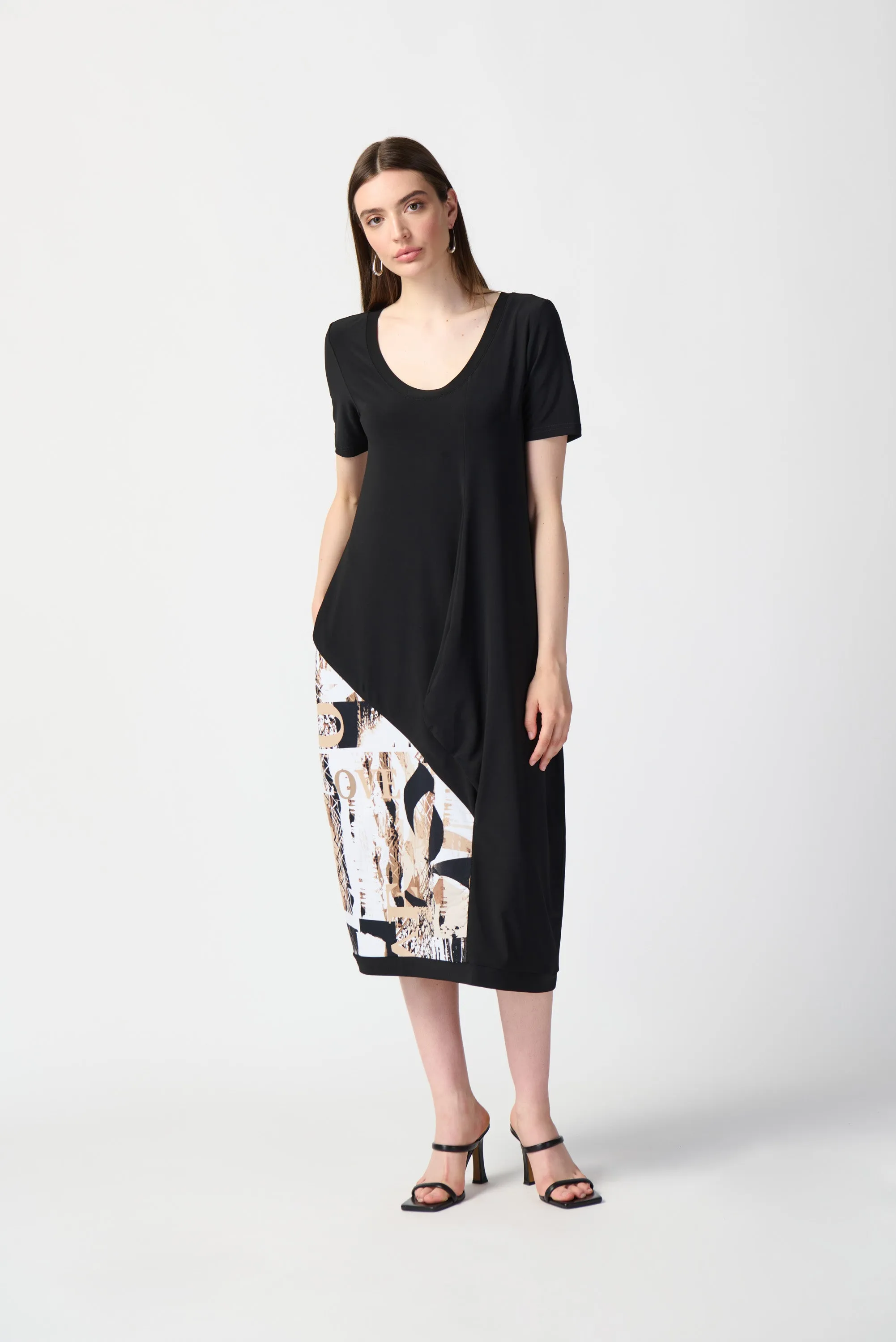 Abstract Print Silky Knit Cocoon Dress