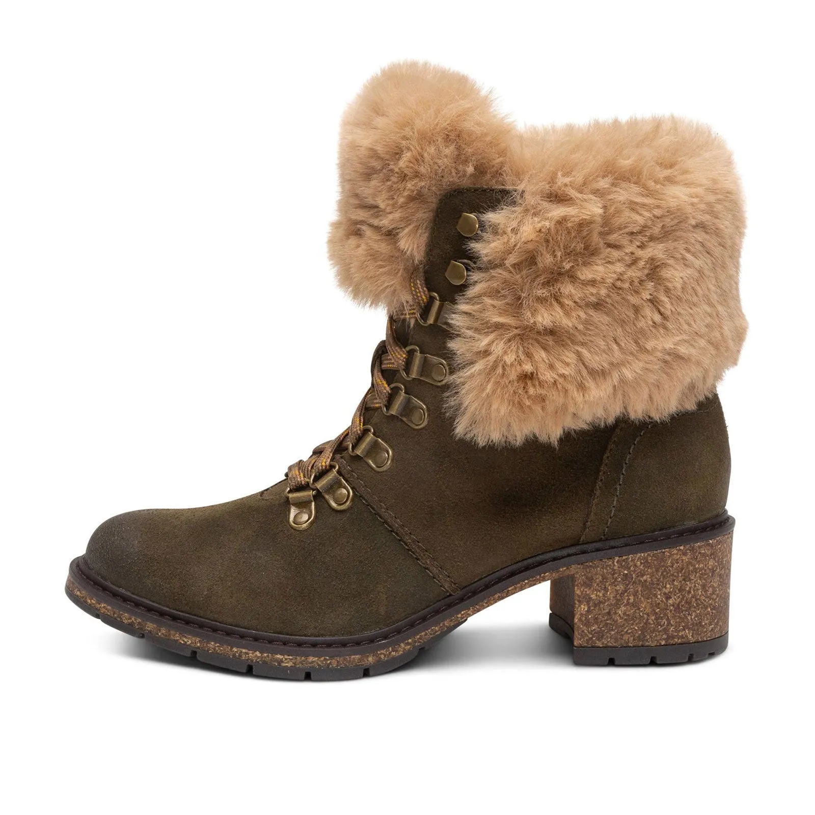 Aetrex Brooklyn Mid Boot (Women) - Khaki Leather