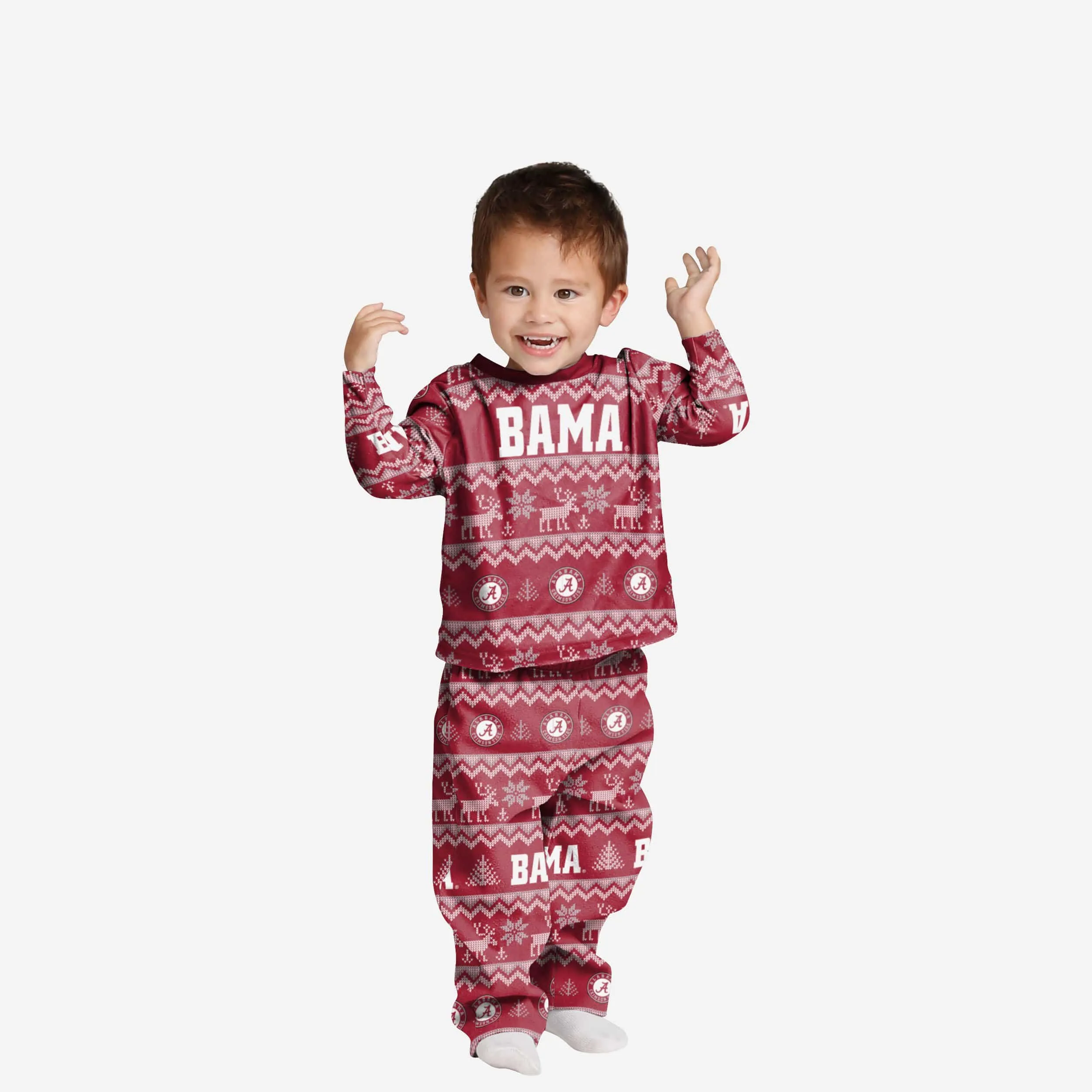 Alabama Crimson Tide Toddler Ugly Pattern Family Holiday Pajamas