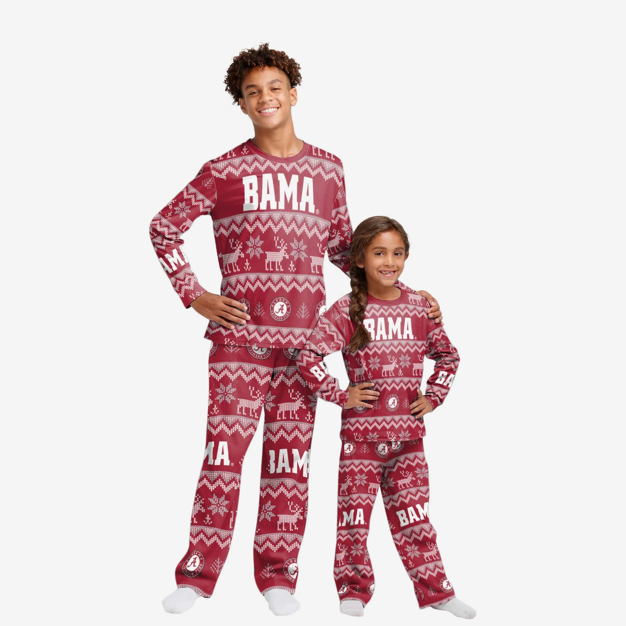 Alabama Crimson Tide Youth Ugly Pattern Family Holiday Pajamas