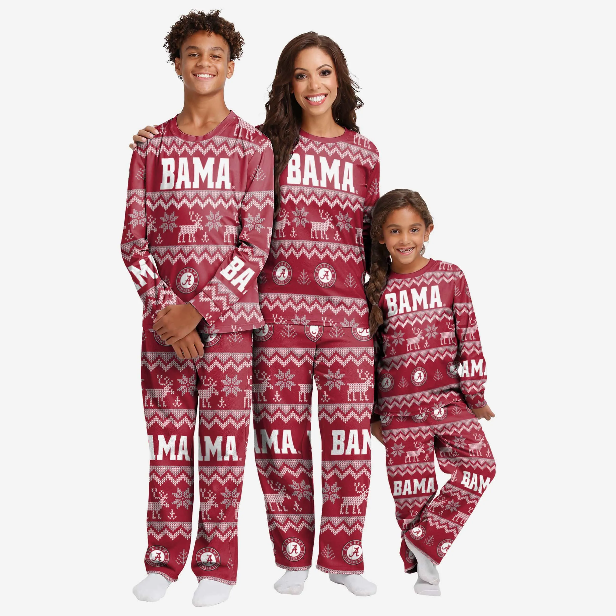 Alabama Crimson Tide Youth Ugly Pattern Family Holiday Pajamas