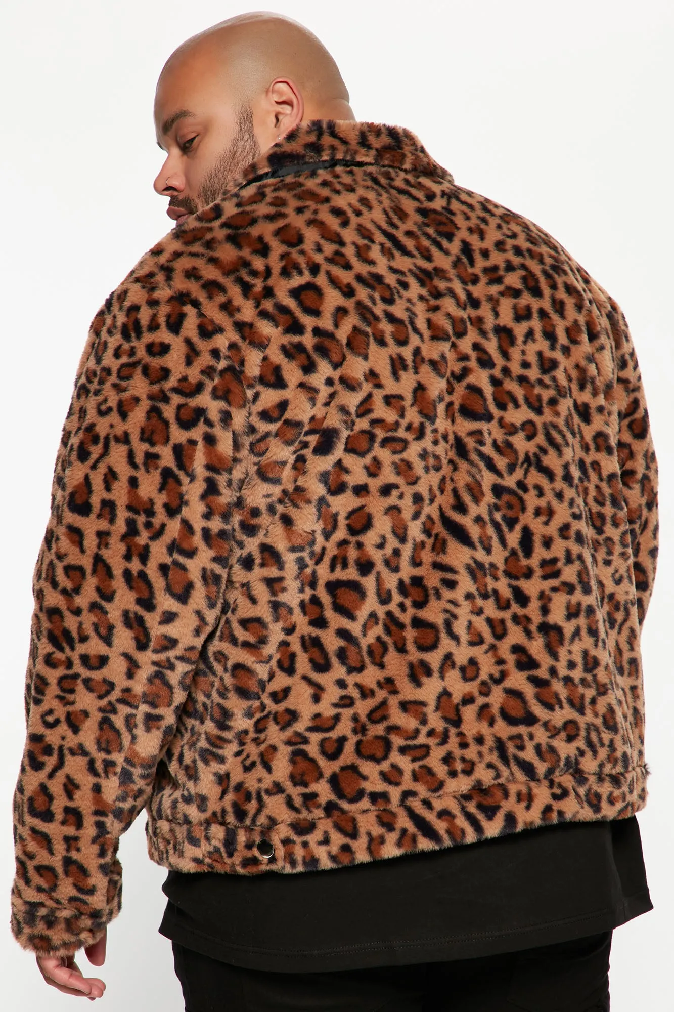 All In Faux Fur Leopard Trucker Jacket - Multi Color