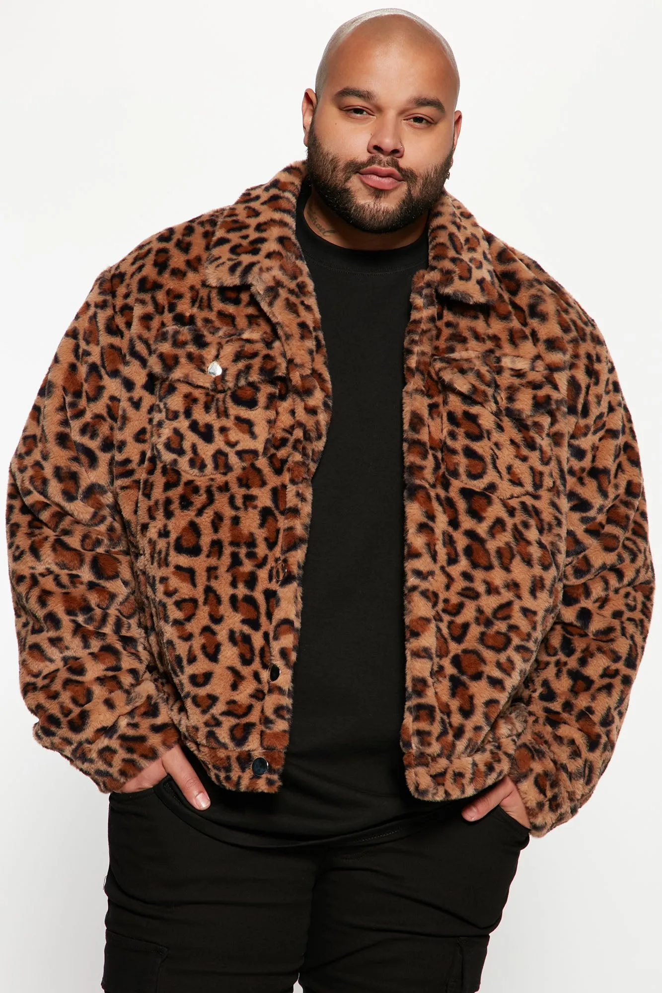 All In Faux Fur Leopard Trucker Jacket - Multi Color