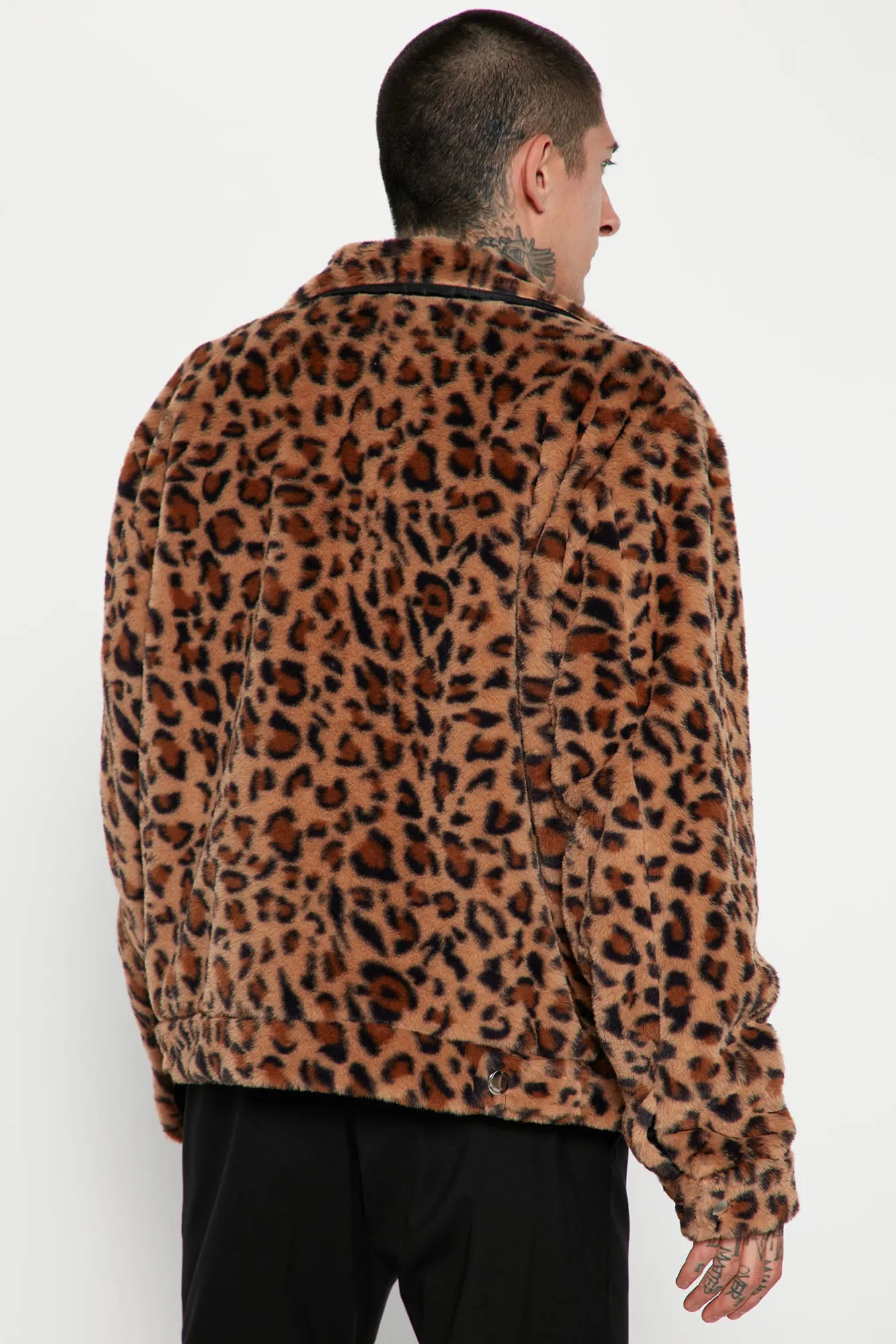 All In Faux Fur Leopard Trucker Jacket - Multi Color