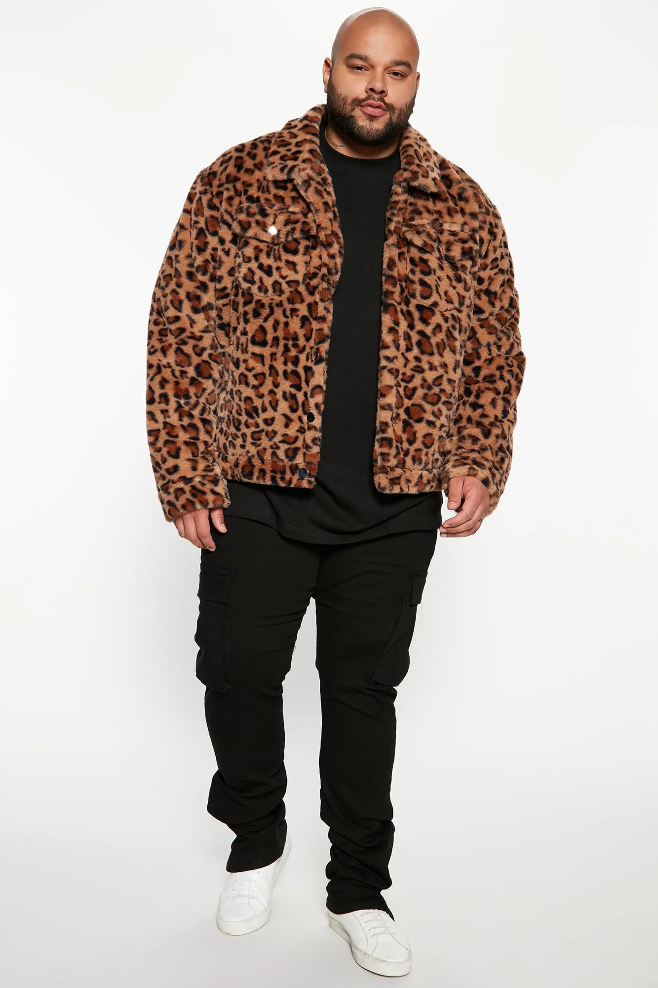 All In Faux Fur Leopard Trucker Jacket - Multi Color