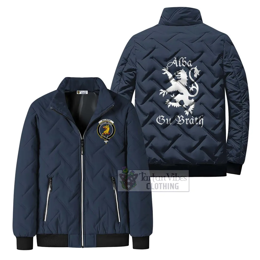 Allison Family Crest Padded Cotton Jacket Lion Rampant Alba Gu Brath Style