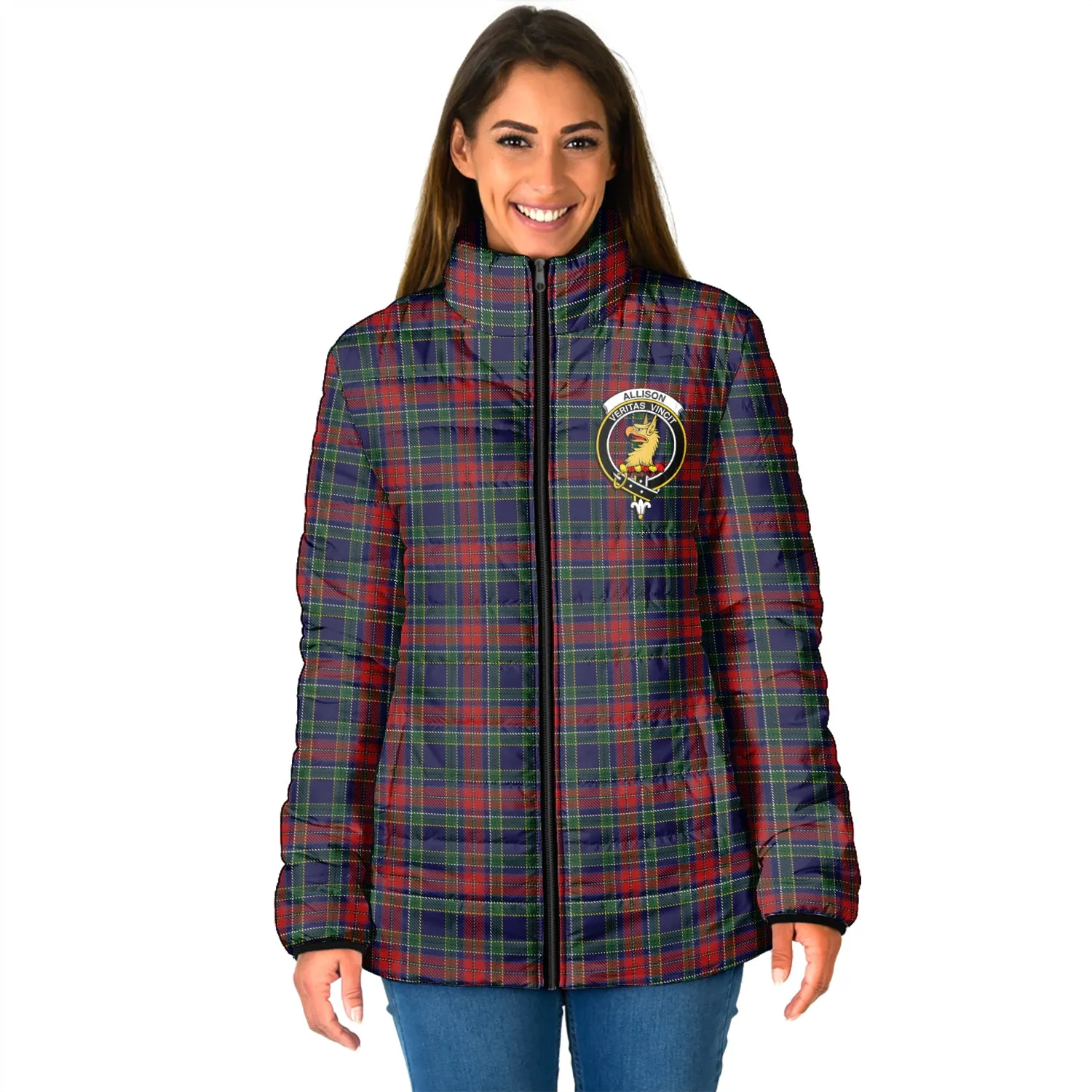 Allison Red Tartan Padded Jacket with Family Crest