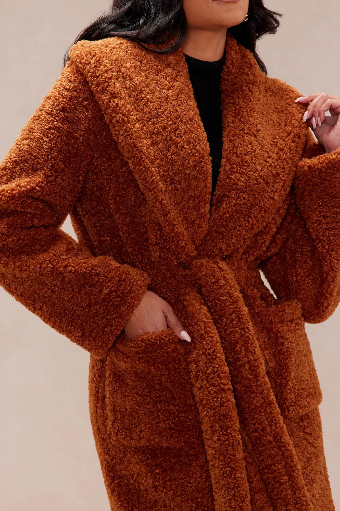 Alyssa Faux Fur Coat - Cognac