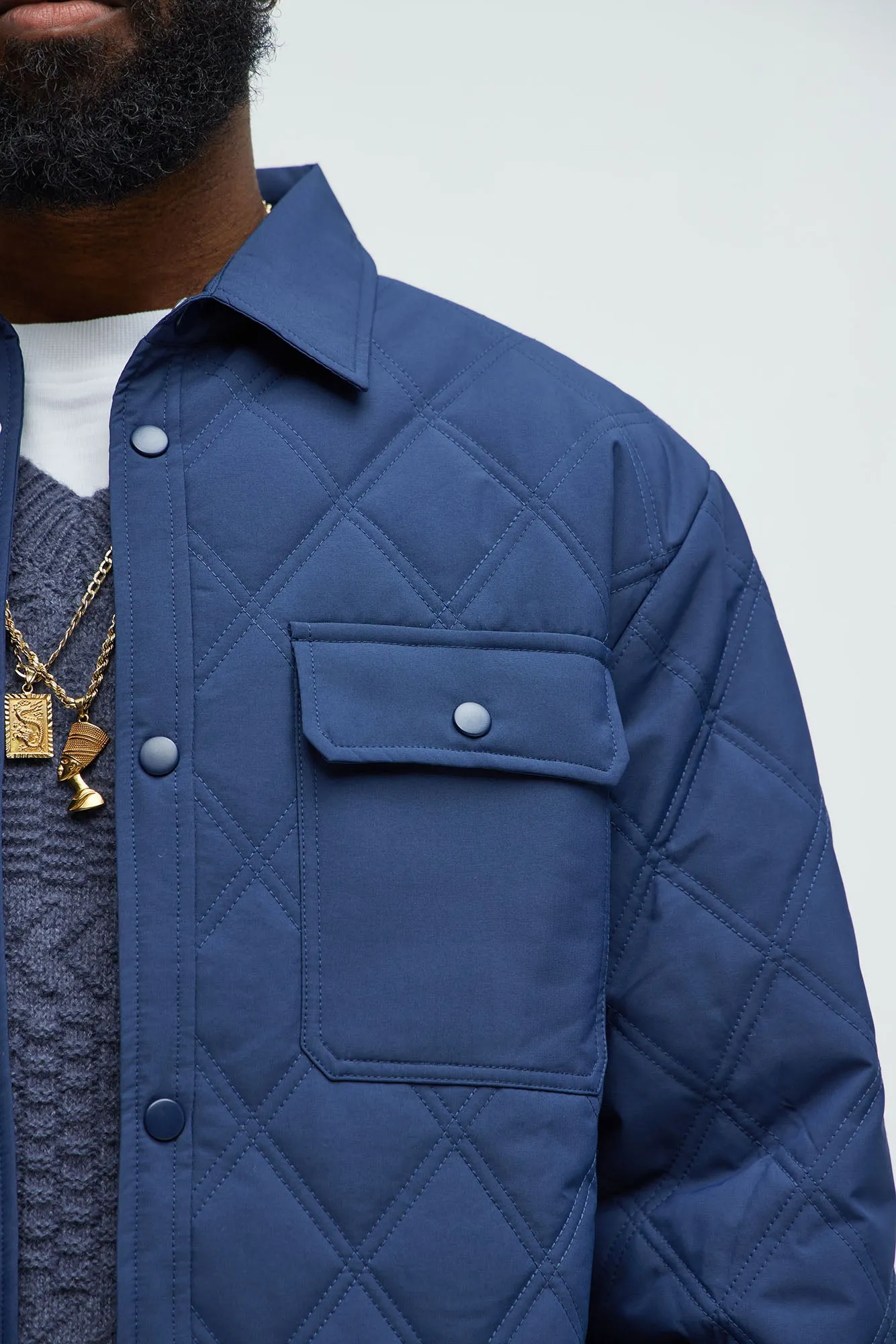 Auburn Quilted Shirt Jacket - Navy