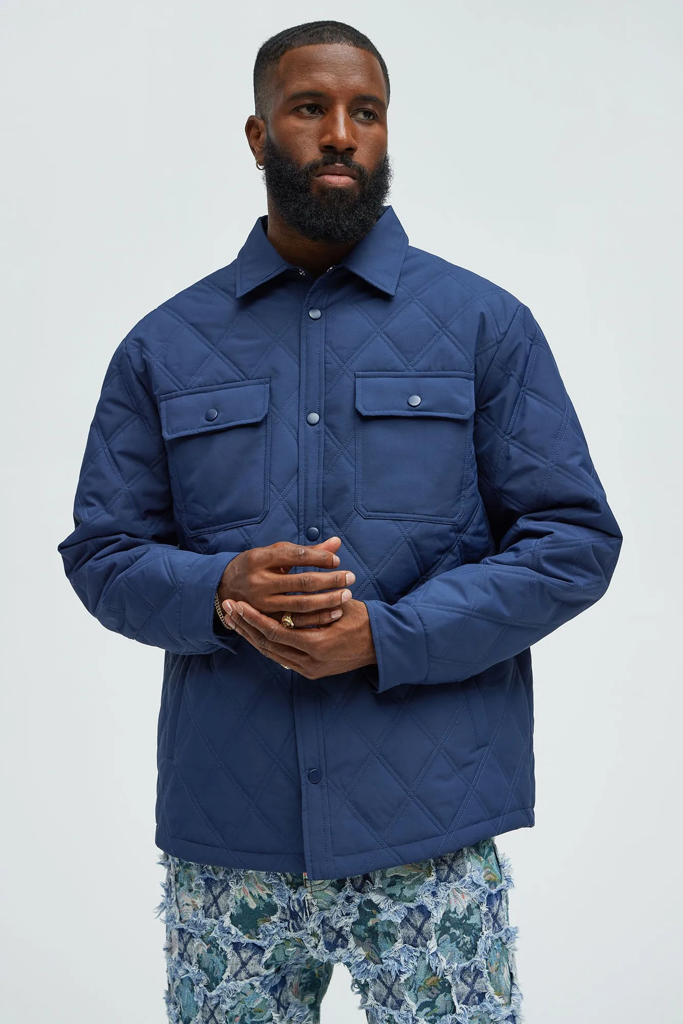 Auburn Quilted Shirt Jacket - Navy