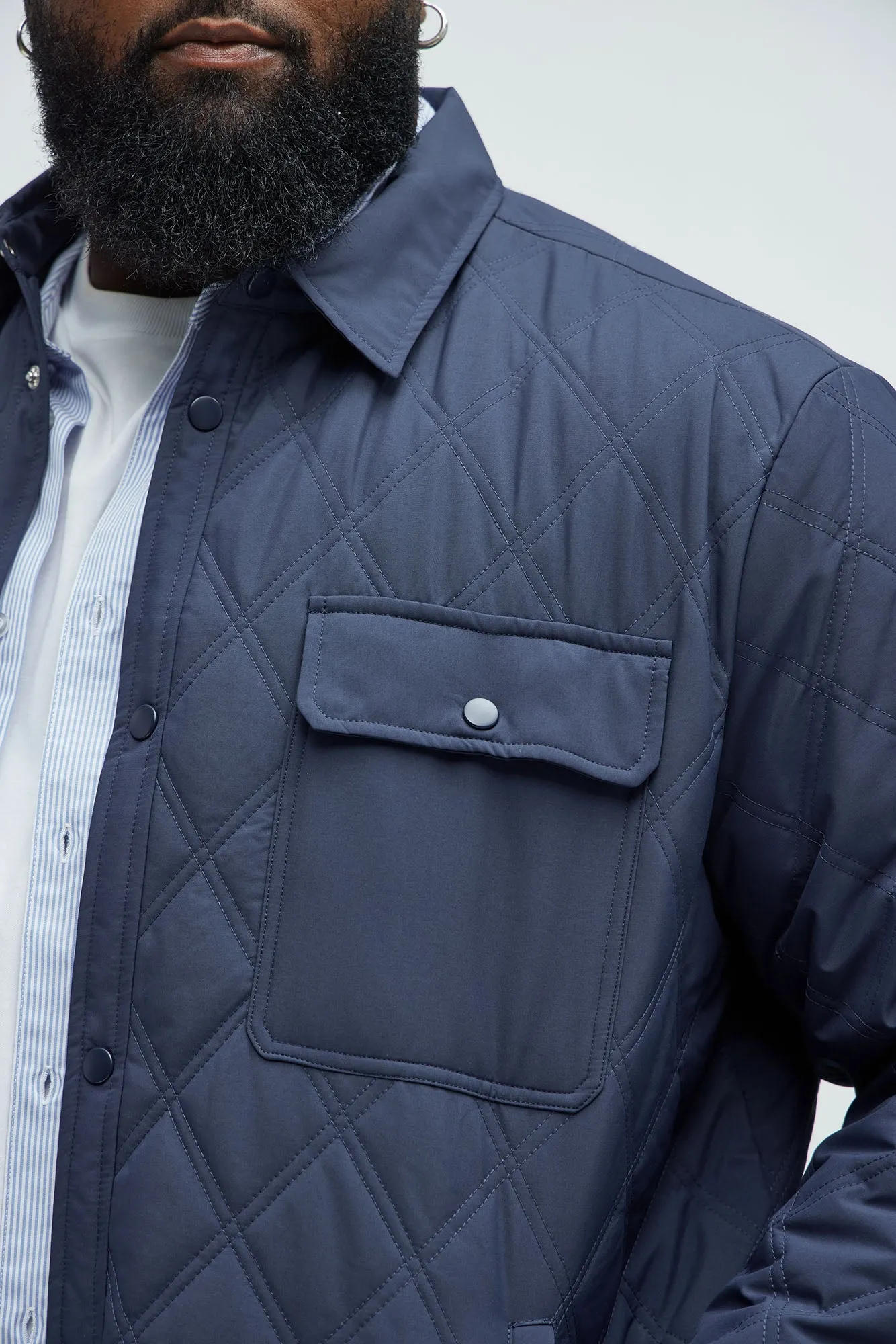 Auburn Quilted Shirt Jacket - Navy