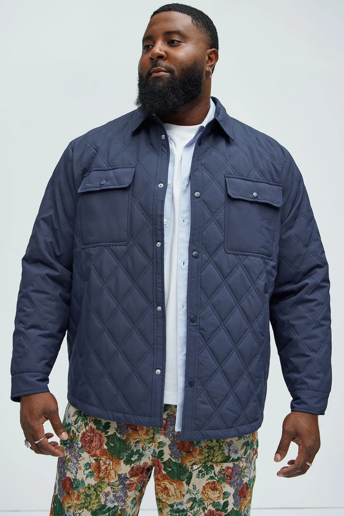 Auburn Quilted Shirt Jacket - Navy