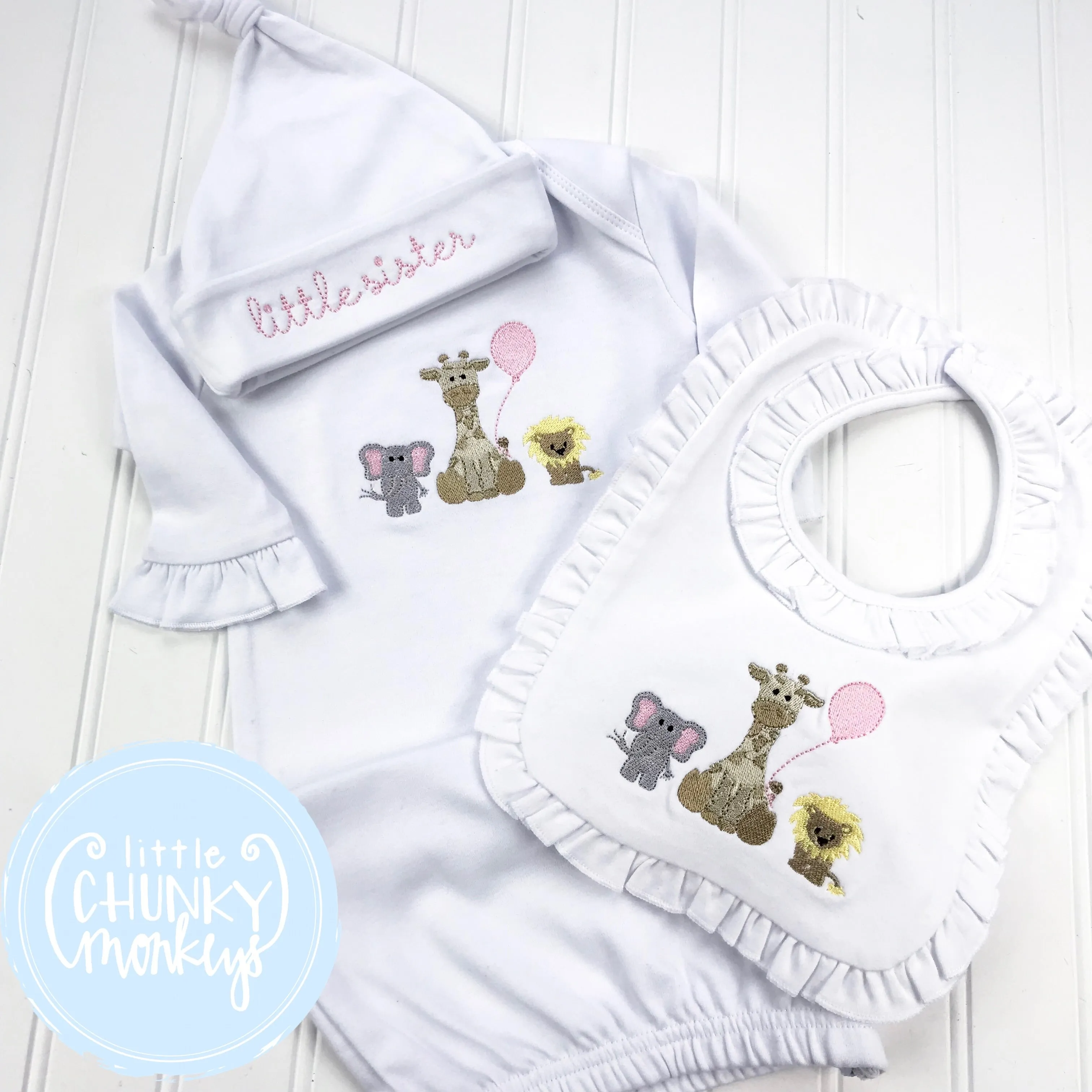 Baby Ruffle Bib with Zoo Animals