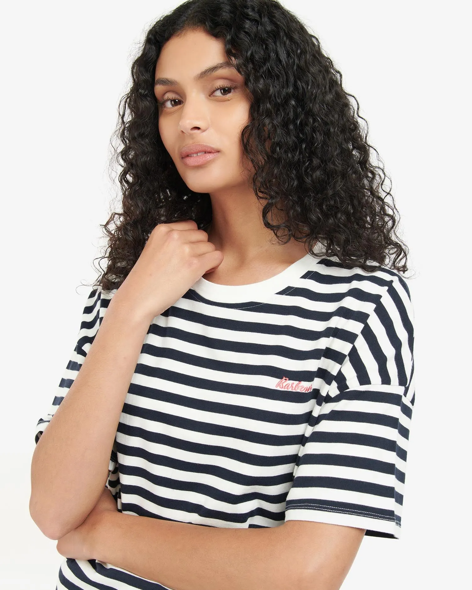 Barbour Adria stripe Top in navy LML0813