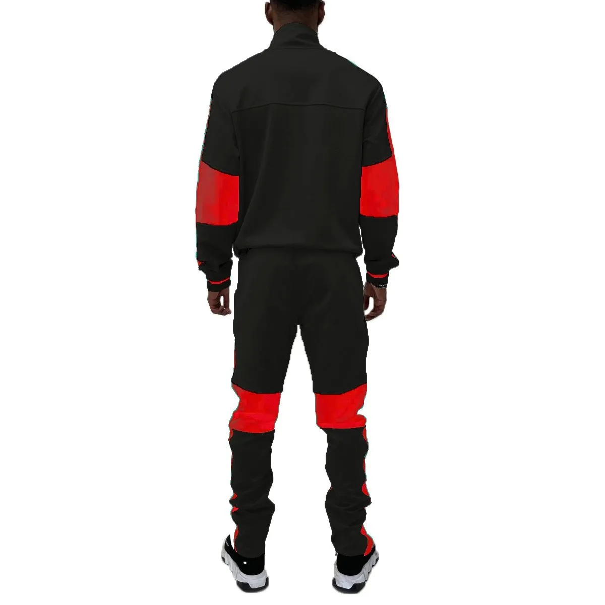 Black & Red Moto Colorblock Tracksuit