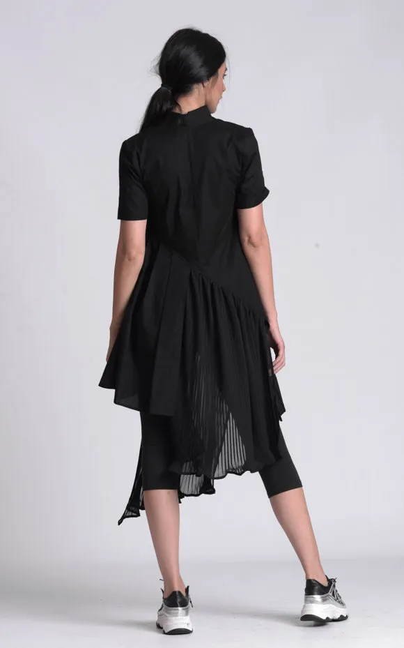 Black Pleated Shirt Dress