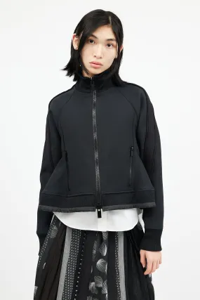 Black Ribbed Track Jacket