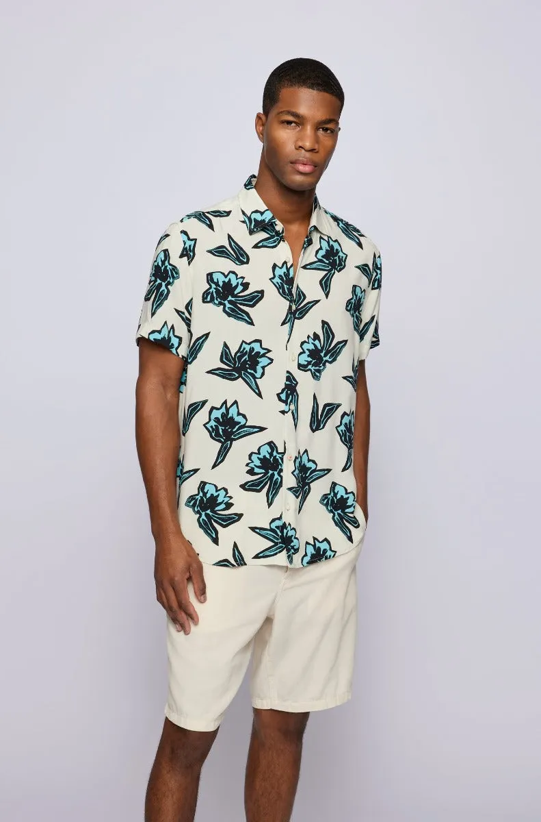 BOSS Rash_1 Short Sleeve Shirt in White Floral