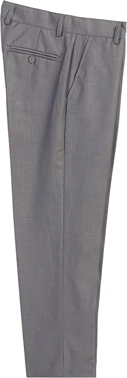 Boys Formal Flat Front Dress Pants With Adjustable Waist - Gray