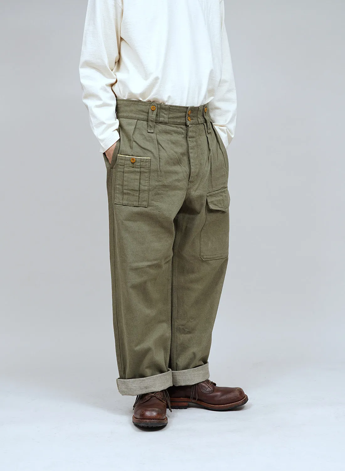 British Army Pant Loose Denim in Green