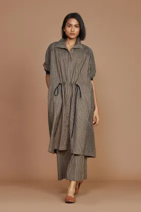 Brown with Charcoal Striped Kaftan Dress