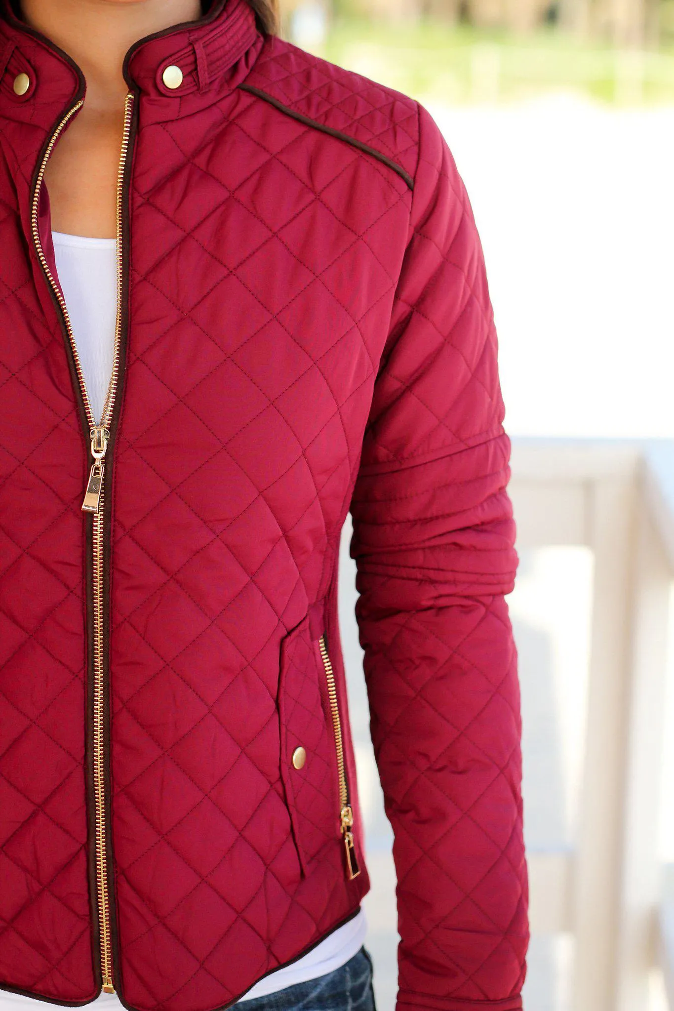 Burgundy Quilted Jacket