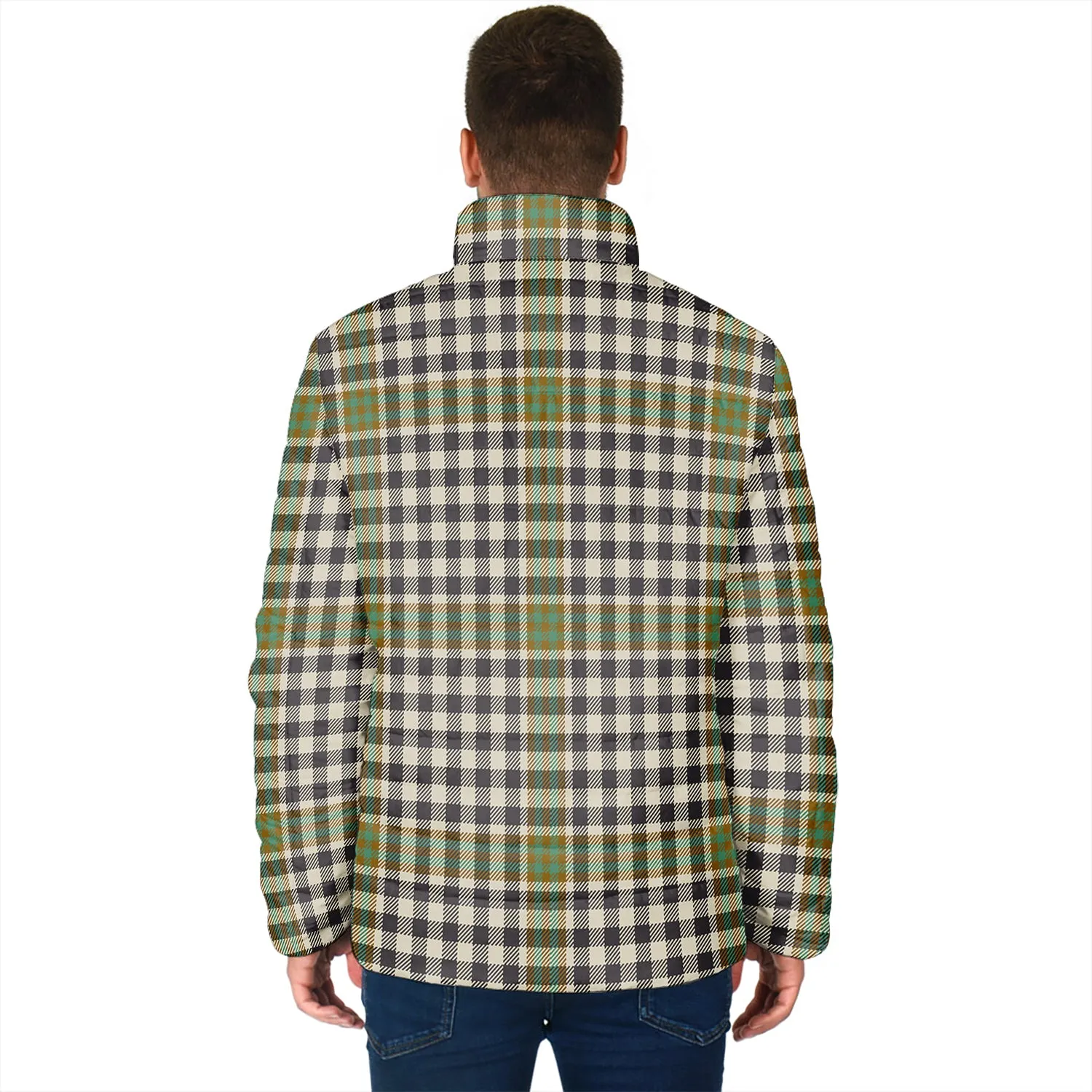 Burns Check Tartan Padded Jacket with Family Crest