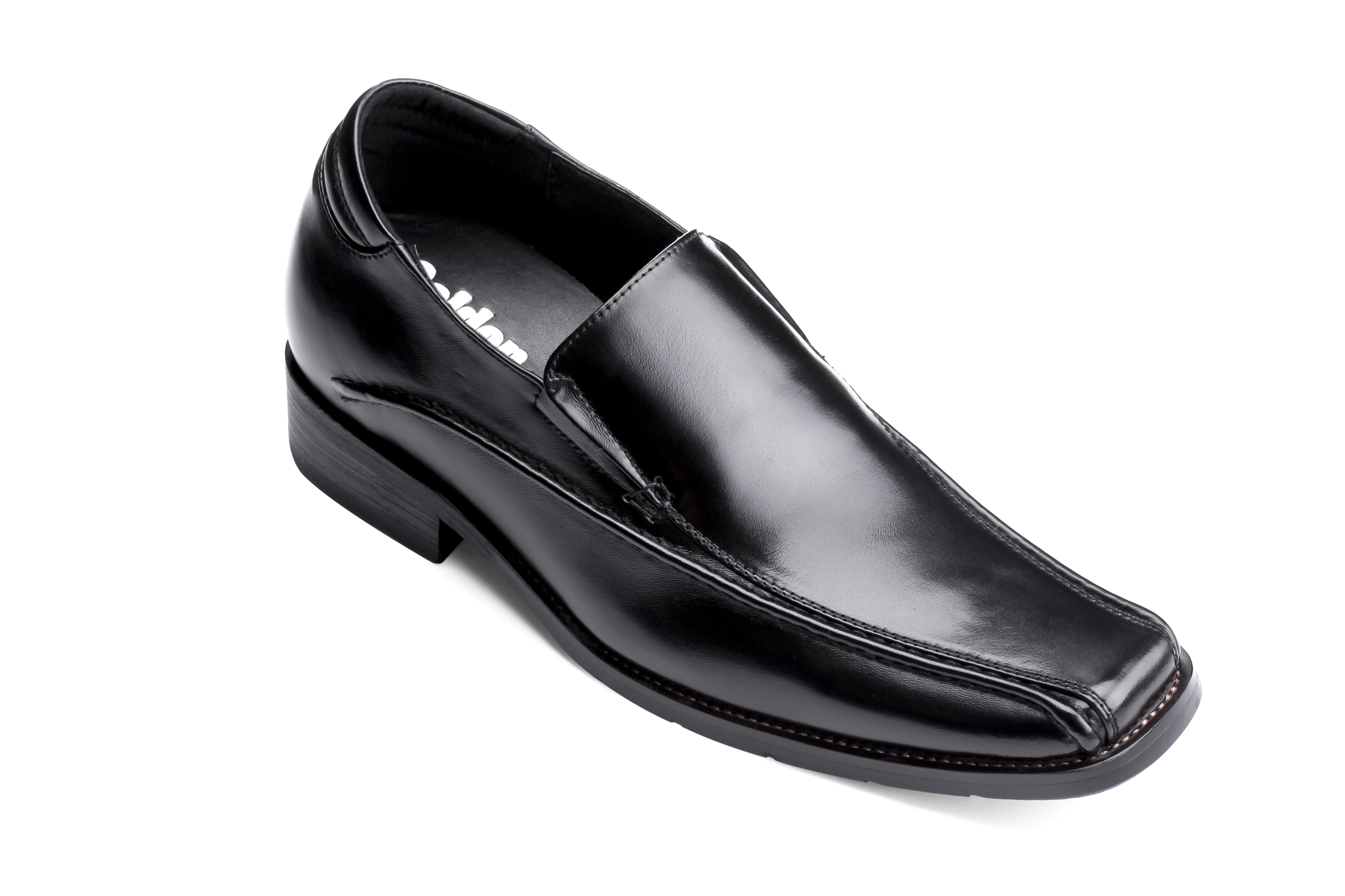 CALDEN 2.6" Taller Black Leather Dress Shoes MD370