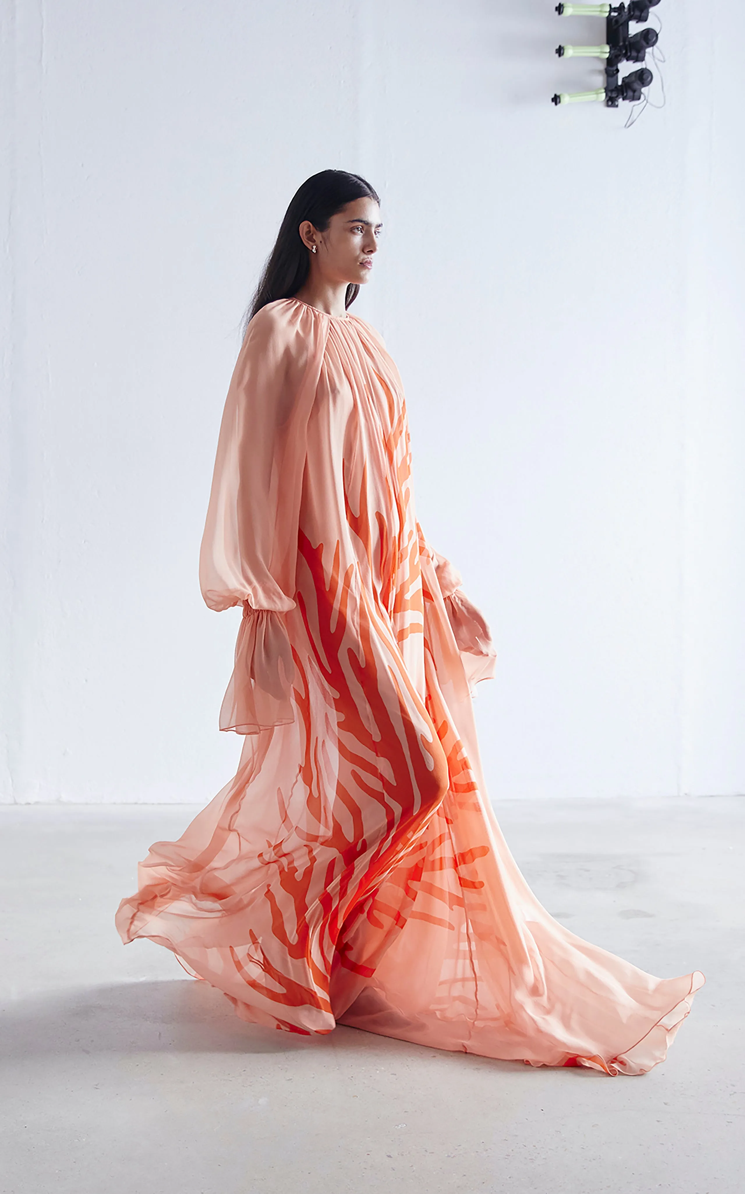 Circe Gathered Maxi Dress | Aegean Coral Print