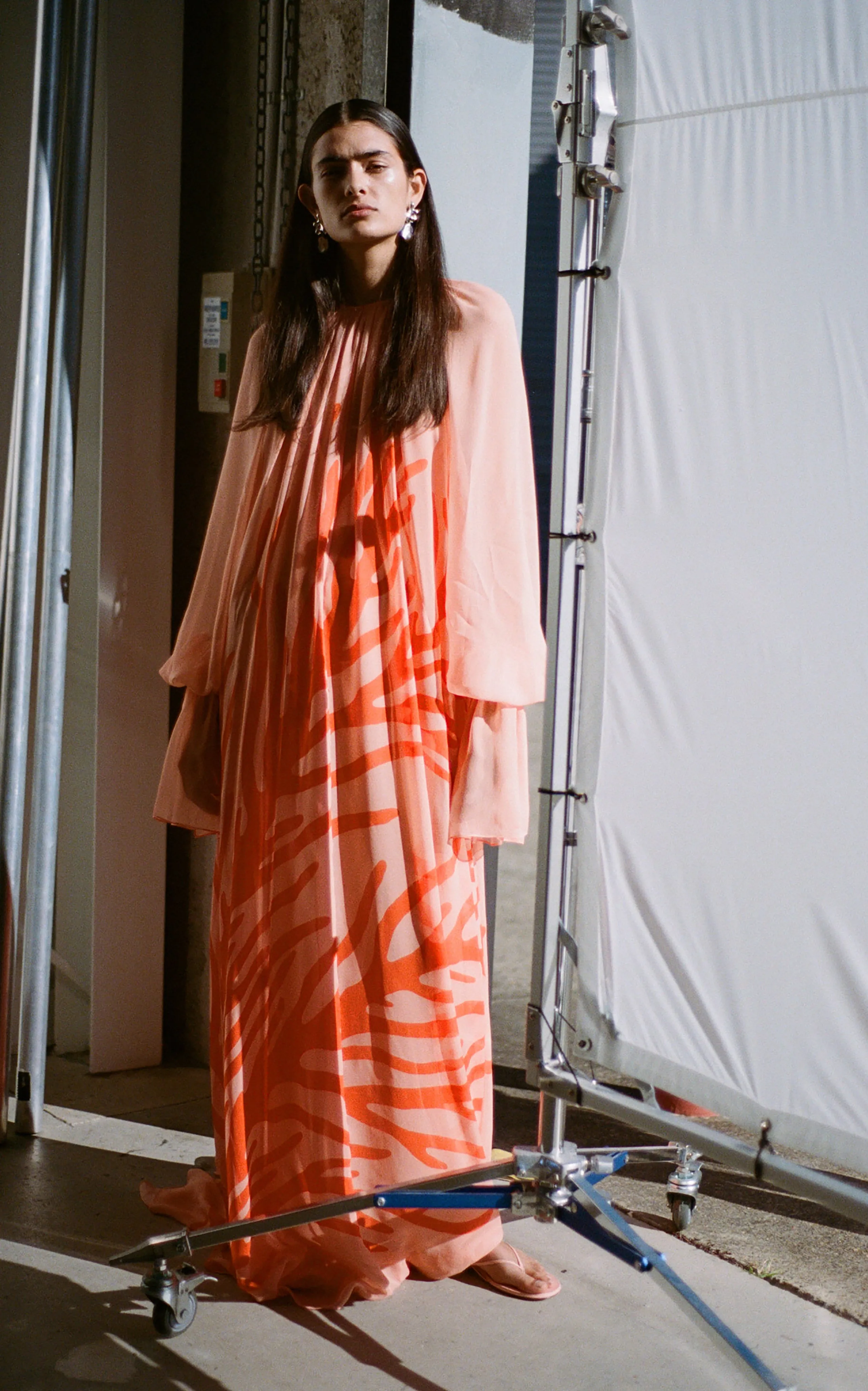 Circe Gathered Maxi Dress | Aegean Coral Print