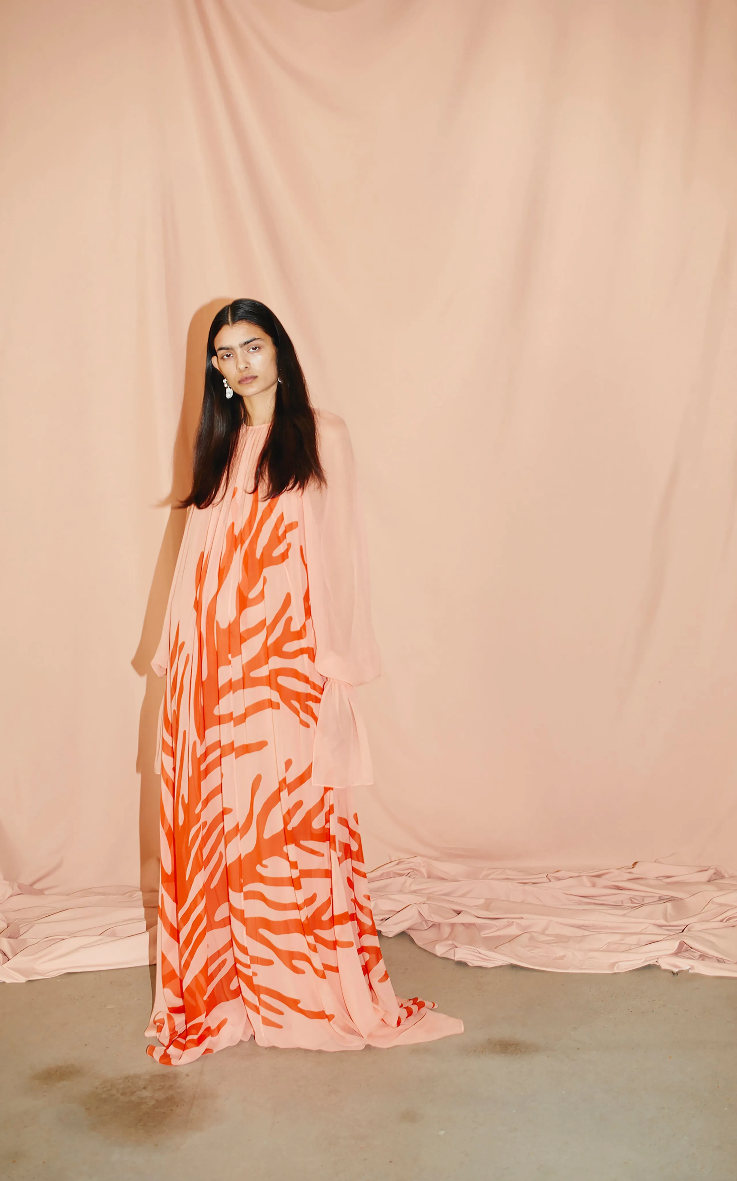 Circe Gathered Maxi Dress | Aegean Coral Print