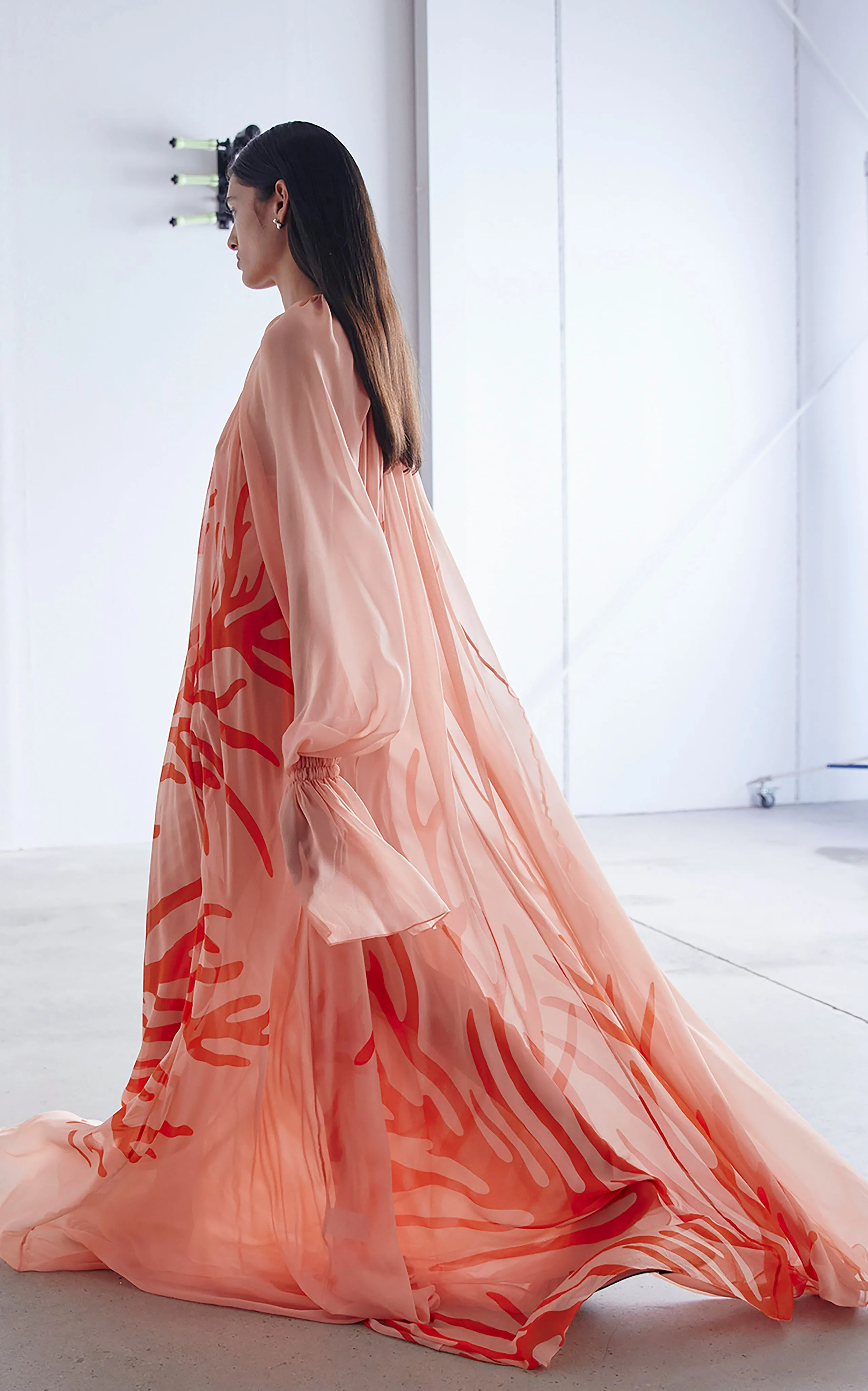 Circe Gathered Maxi Dress | Aegean Coral Print