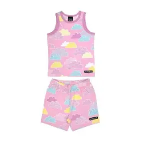 Cloud Tank Top & Shorts Set - Raspberry - 2 Left Size 2-4 & 10-12 years