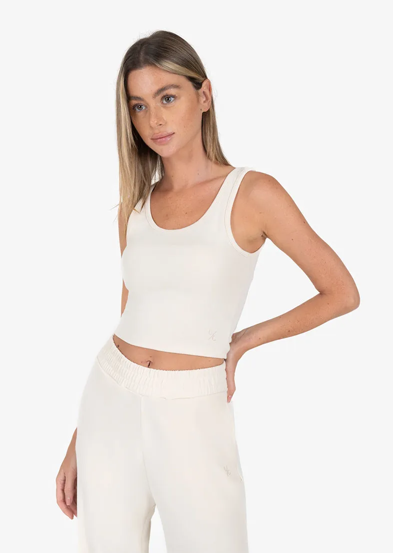 Cloudsoft Rib Lounge Tank Cream