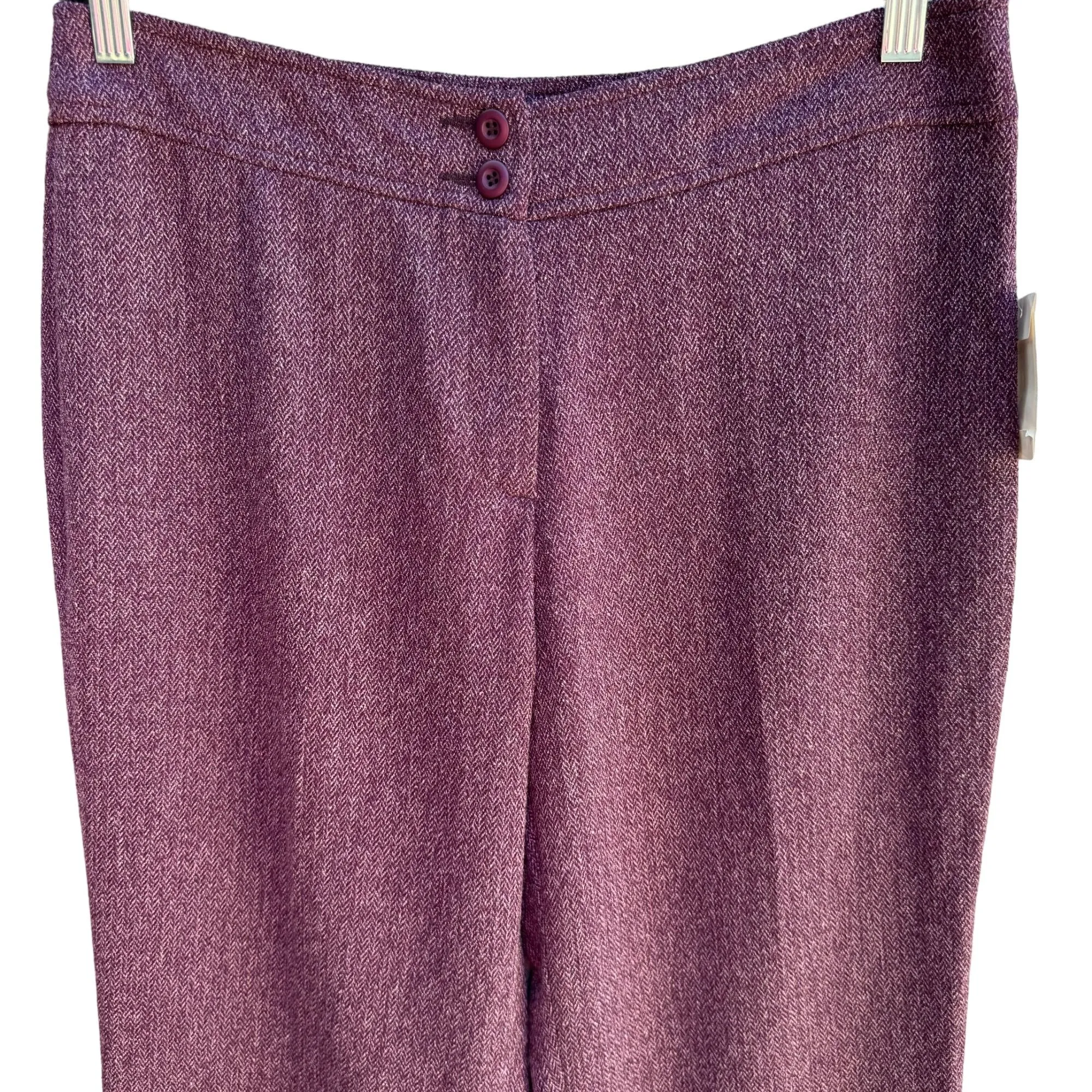 Coldwater Creek Womens Maroon Petite Tweed 2 Button Closure Dress Pants 12 - New