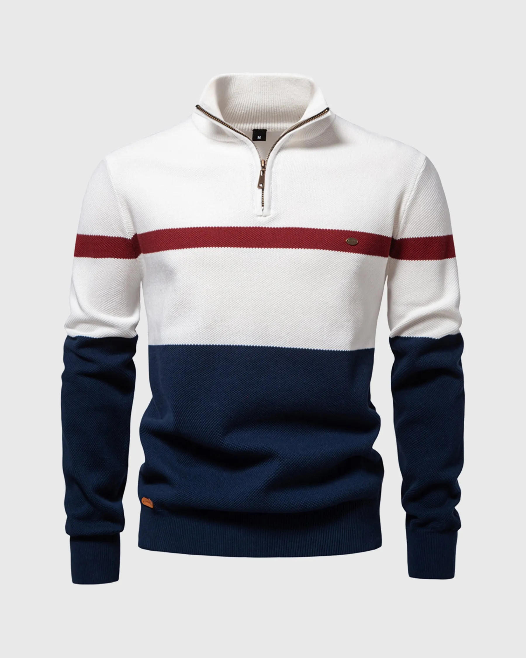 Color-Block Quarter-Zip Sweater New