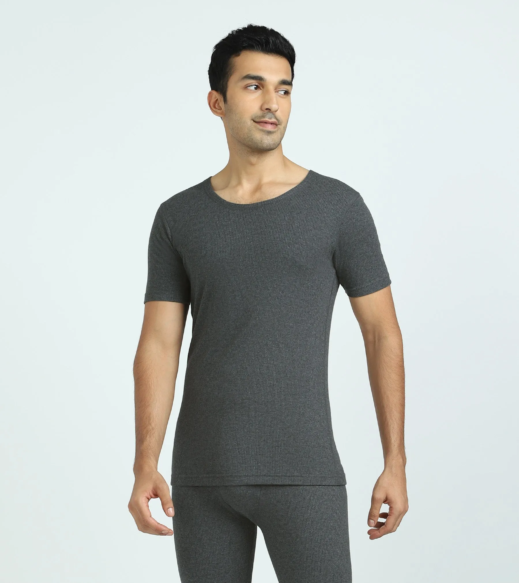 Cotton Rich Short Sleeve Thermal Set Graphite Grey