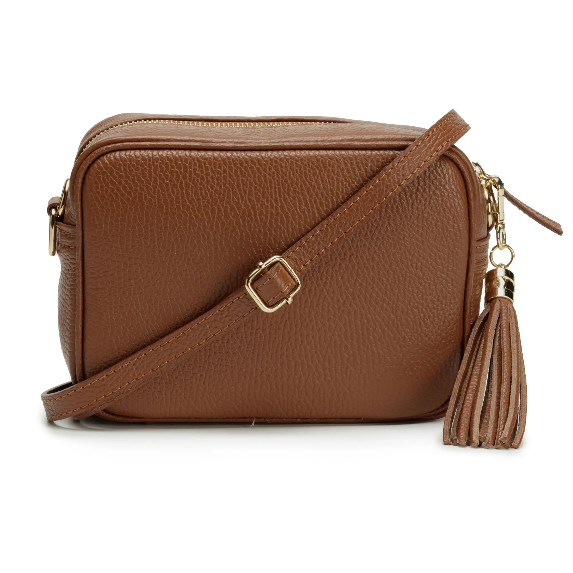 Crossbody Dark Tan (Teal Peacock Strap)