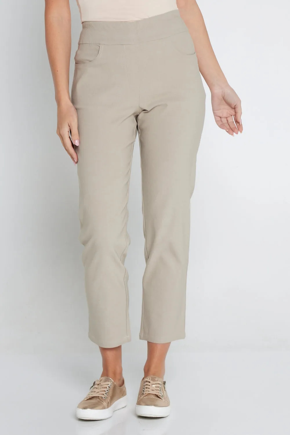 Dana Bengaline Capri Pants - Beige