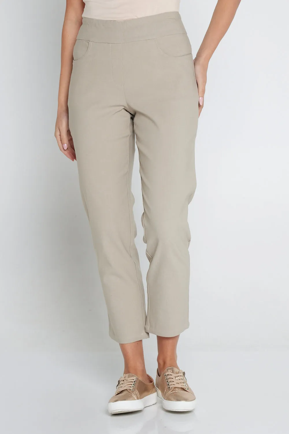 Dana Bengaline Capri Pants - Beige